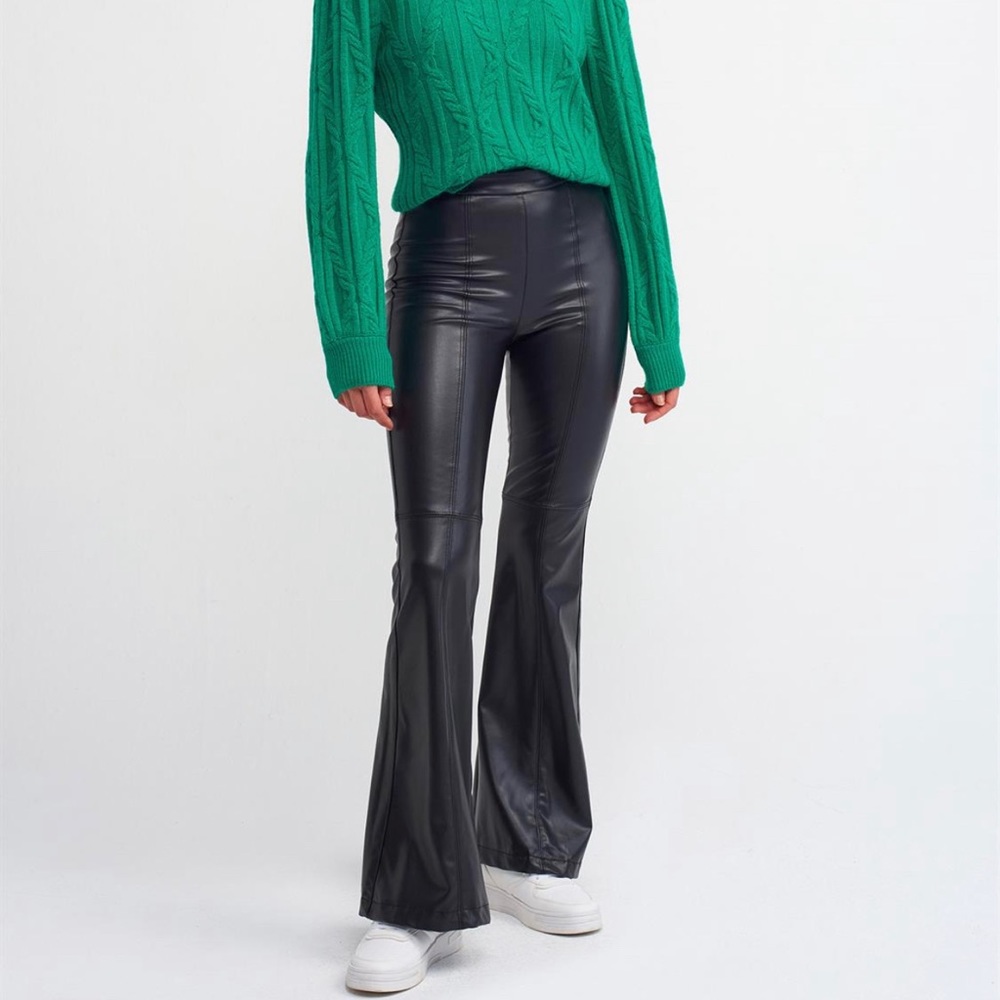 Bell Bottom Artificial Leather Pants